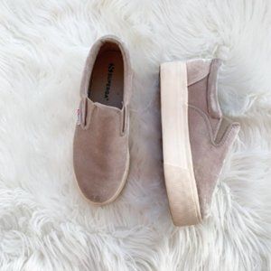 Superga Velvet Platform Slip On Shoe